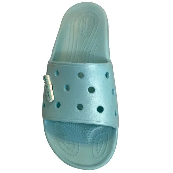Crocs Classic Comfort Sandals Slip-On Flat Slide Blue Water Beach Shoe Size 10 - Picture 11 of 14